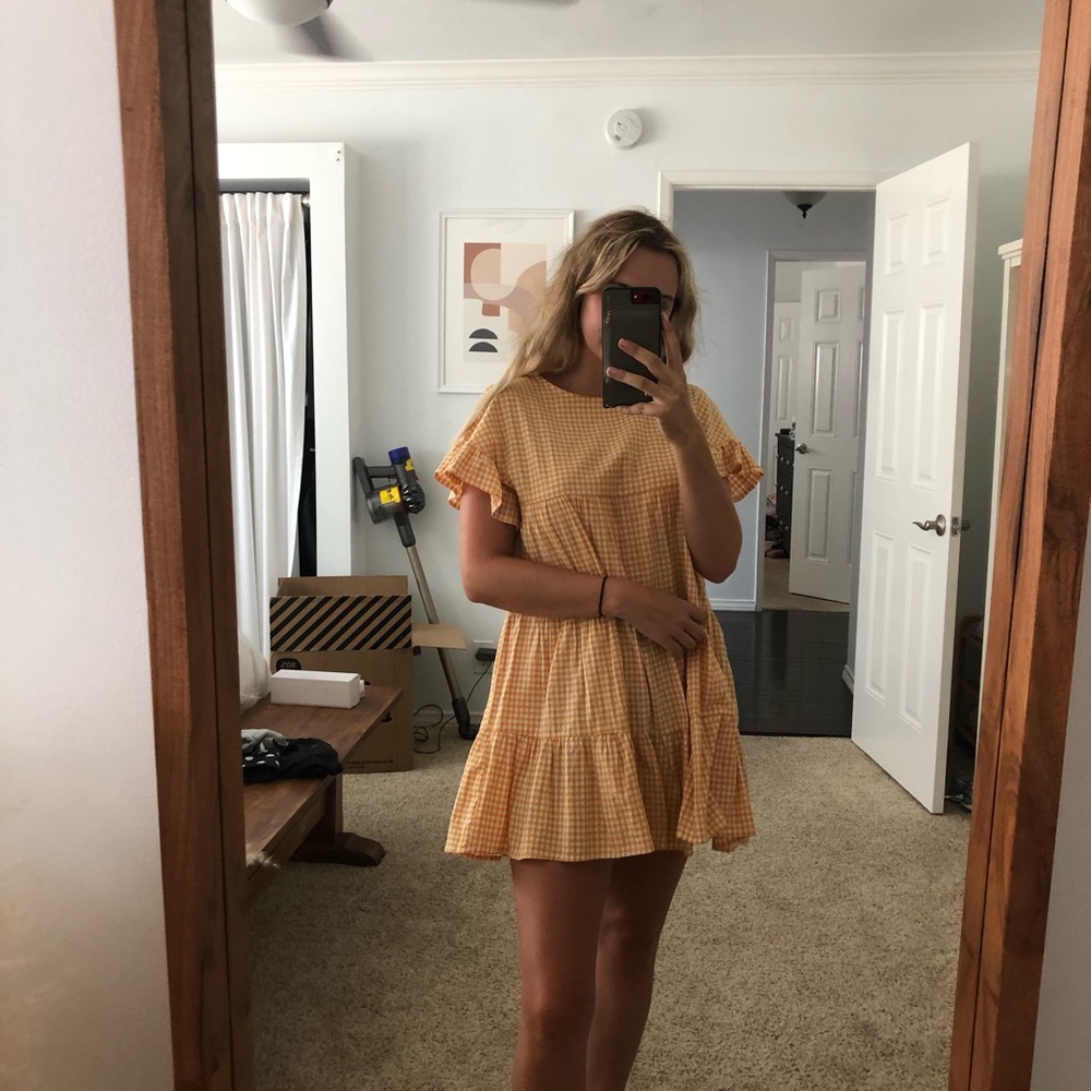 Zara Yellow Gingham Babydoll Dress
